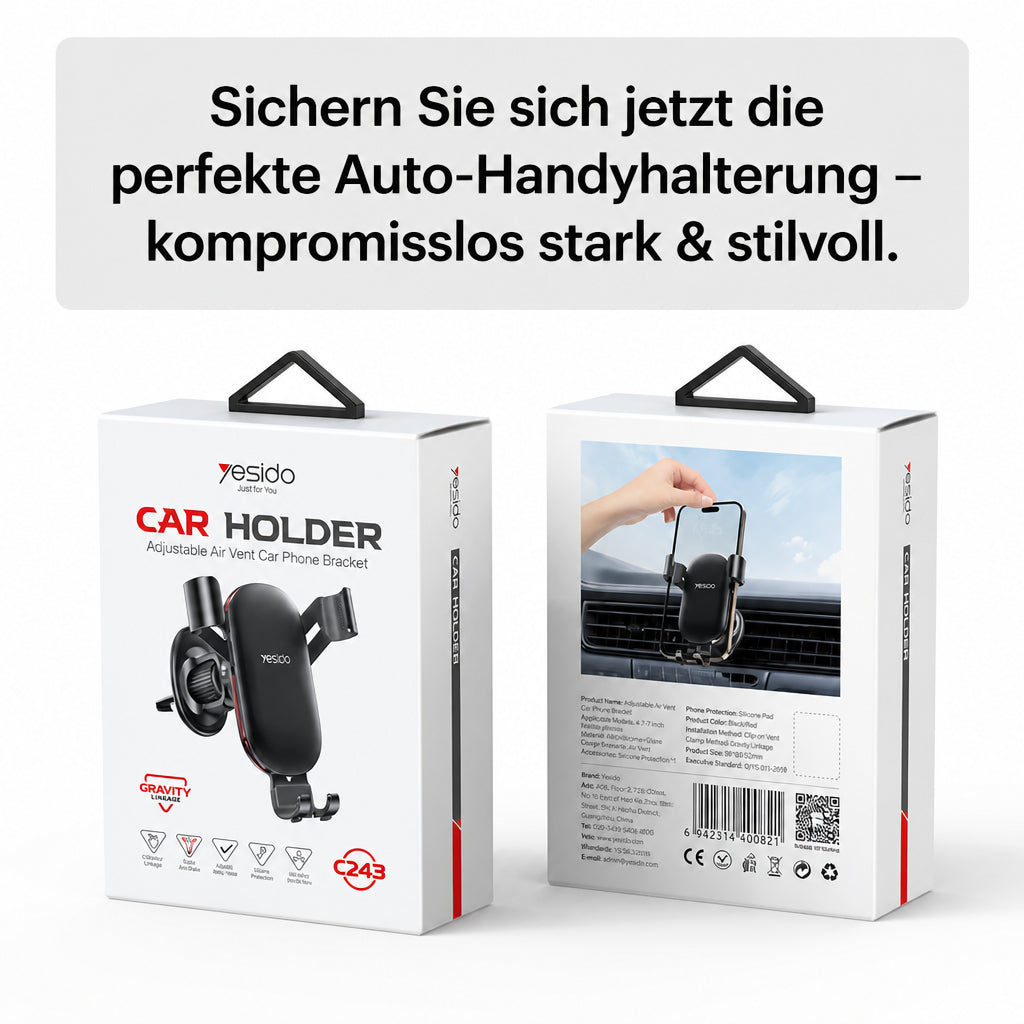 Handyhalterung Aluminium Lüftungsgitter – automatische Verriegelung