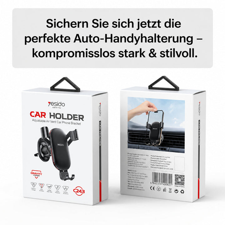 Handyhalterung Aluminium Lüftungsgitter – automatische Verriegelung