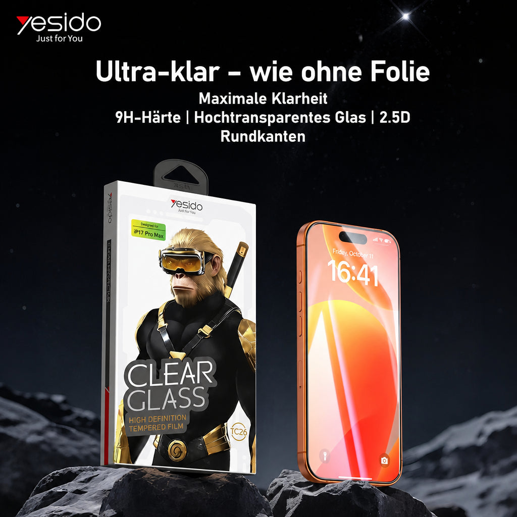 Panzerglas für iPhone 17 / 16 Pro Max – 9H Displayschutz