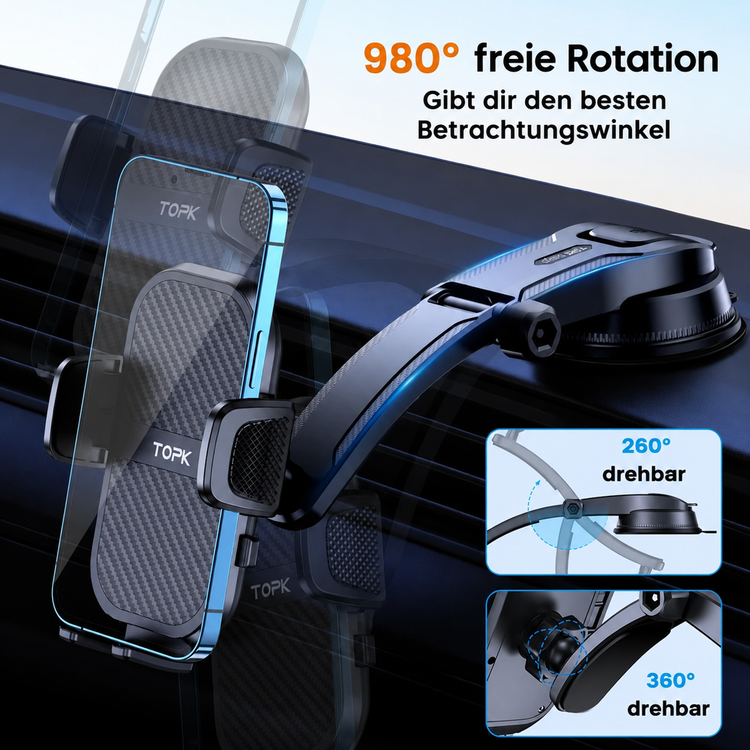Auto-Handyhalterung Armaturenbrett – starker Nano-Saugnapf, 360° drehbar