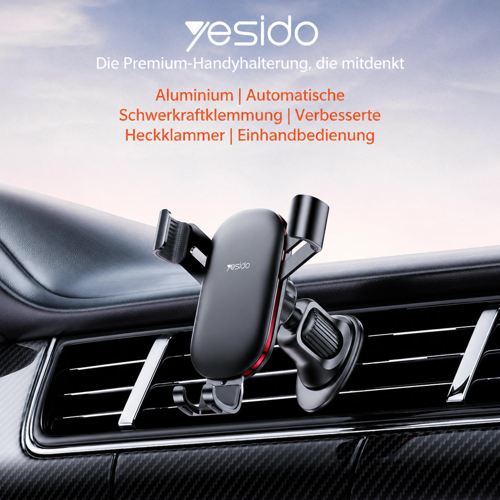Handyhalterung Aluminium Lüftungsgitter – automatische Verriegelung