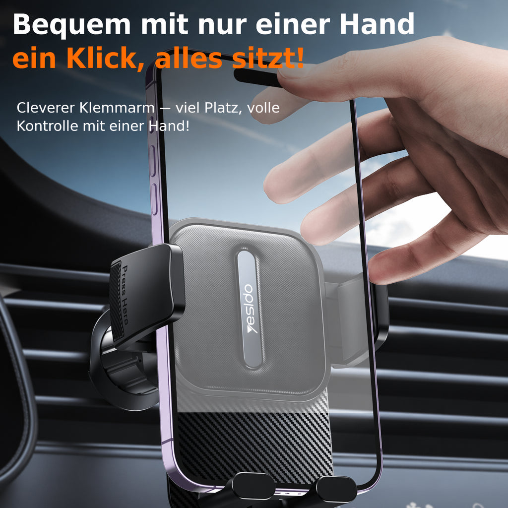 Handyhalterung Lüftungsgitter – geräuschfrei, Tastenschutz, 360° drehbar