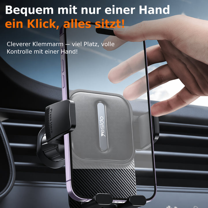 Handyhalterung Lüftungsgitter – geräuschfrei, Tastenschutz, 360° drehbar