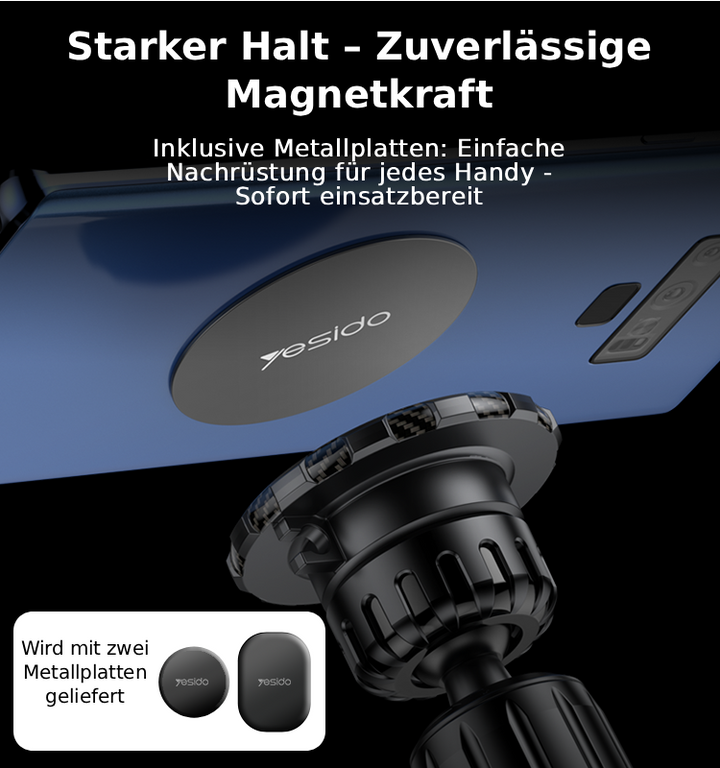 Magnetische Autolüftungshalterung – 360° Kugelgelenk - inkl. Metallplatten