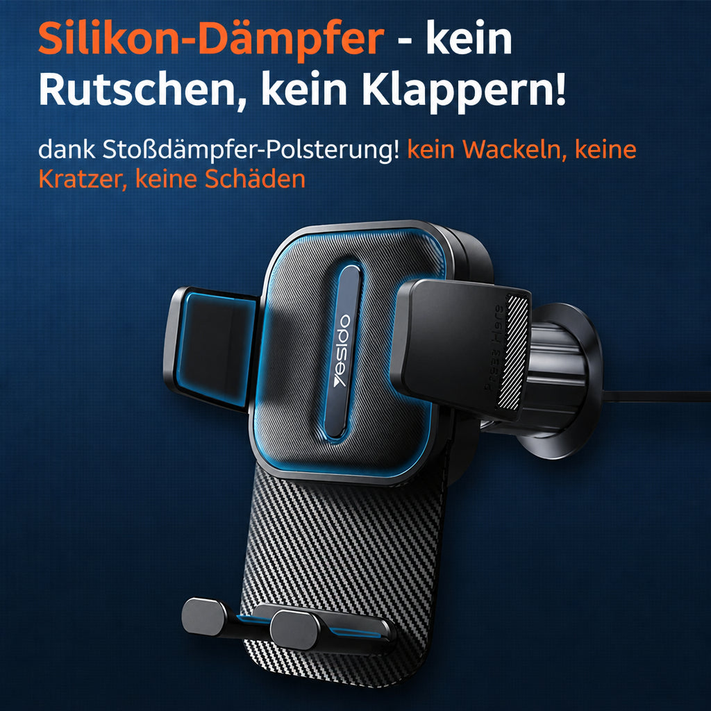 Handyhalterung Lüftungsgitter – geräuschfrei, Tastenschutz, 360° drehbar