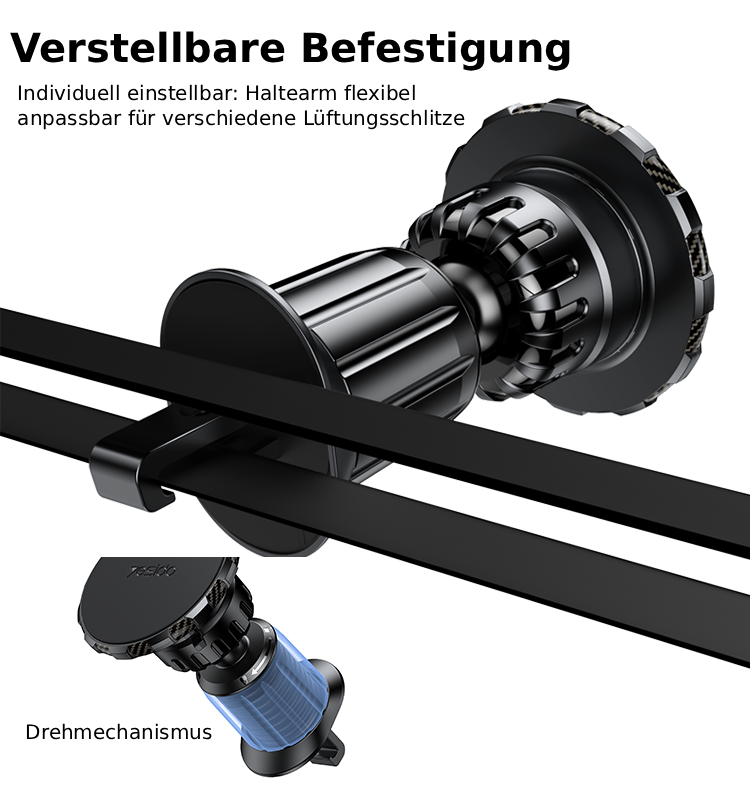 Magnetische Autolüftungshalterung – 360° Kugelgelenk - inkl. Metallplatten