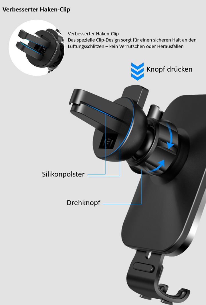 YESIDO Schwerkraft Auto-Handyhalterung aus Aluminium &amp; Glas