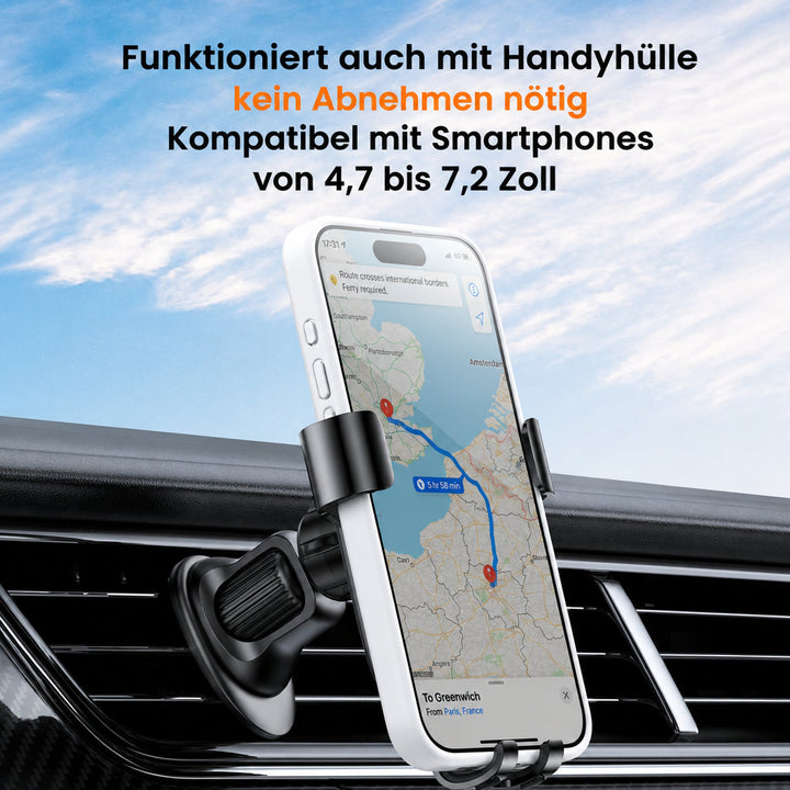 Handyhalterung Aluminium Lüftungsgitter – automatische Verriegelung