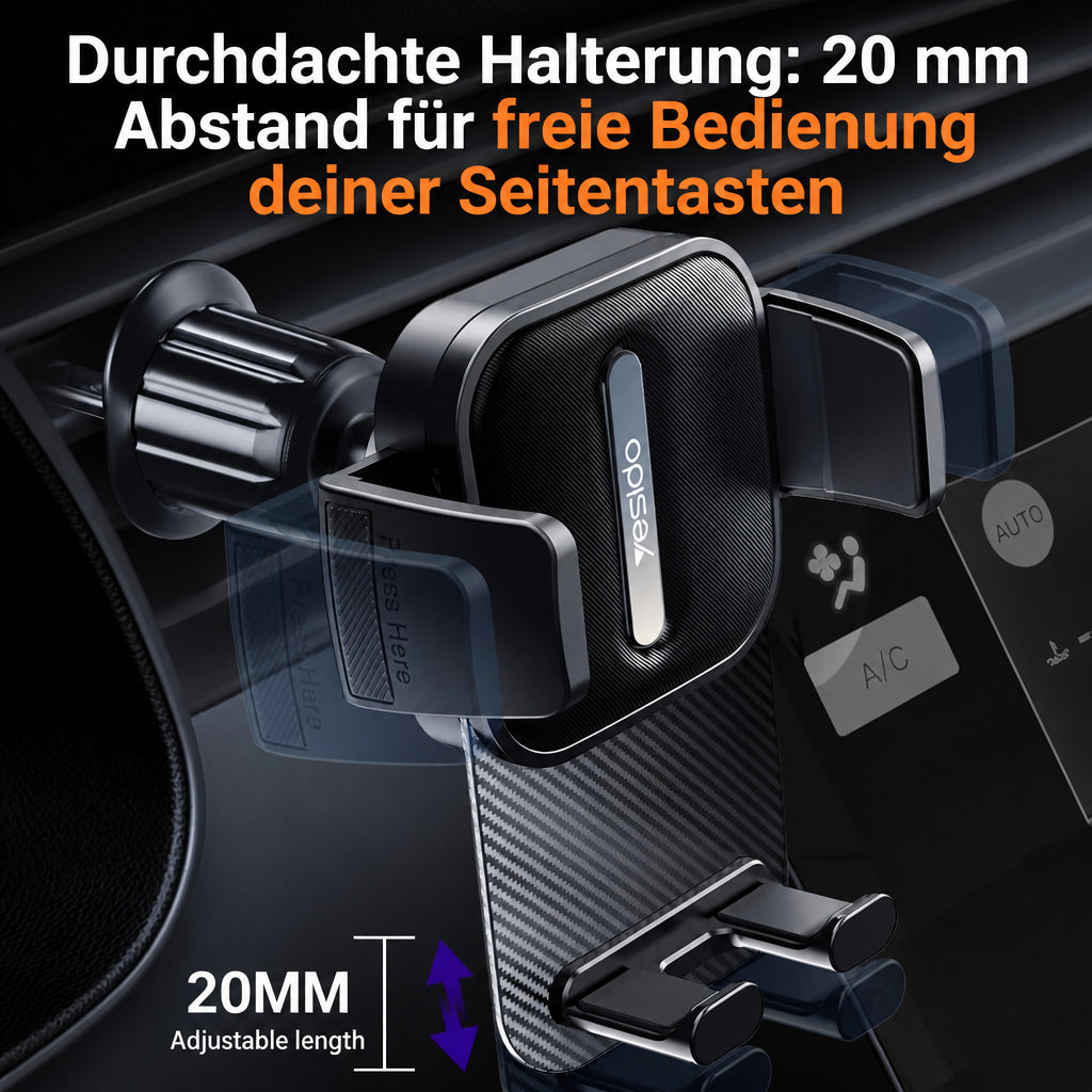 Handyhalterung Lüftungsgitter – geräuschfrei, Tastenschutz, 360° drehbar