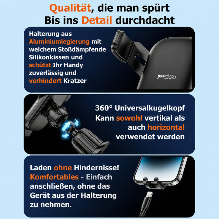 Handyhalterung – Einzigartige Schwerkraftverriegelung, Horizontal &amp; Vertikal