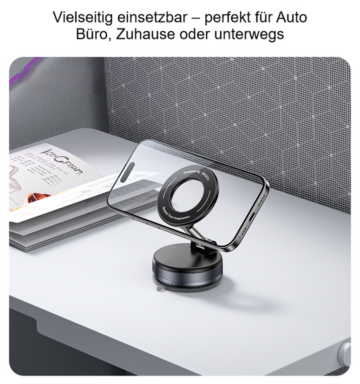 Handyhalterung Metall - Magnetisch – MagSafe-kompatibel, Vakuum-Saugfuß