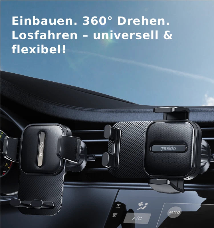 Handyhalterung Lüftungsgitter – geräuschfrei, Tastenschutz, 360° drehbar