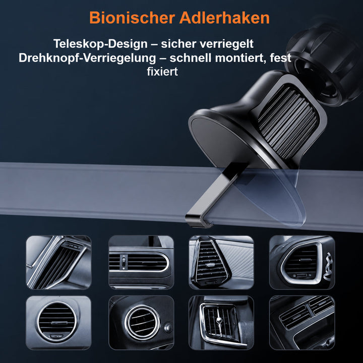 Handyhalterung Aluminium Lüftungsgitter – automatische Verriegelung