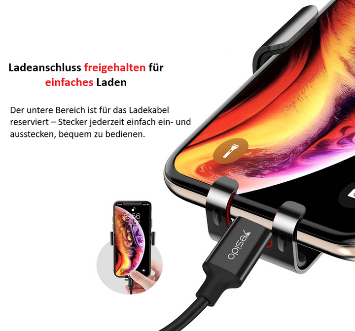 YESIDO Schwerkraft Auto-Handyhalterung aus Aluminium &amp; Glas