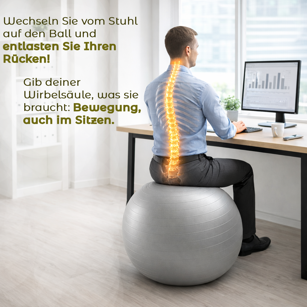 Gymnastikball Fitnessball – 120 kg Belastbarkeit, inkl. Fußpumpe