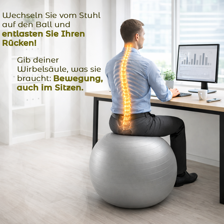 Gymnastikball Fitnessball – 120 kg Belastbarkeit, inkl. Fußpumpe