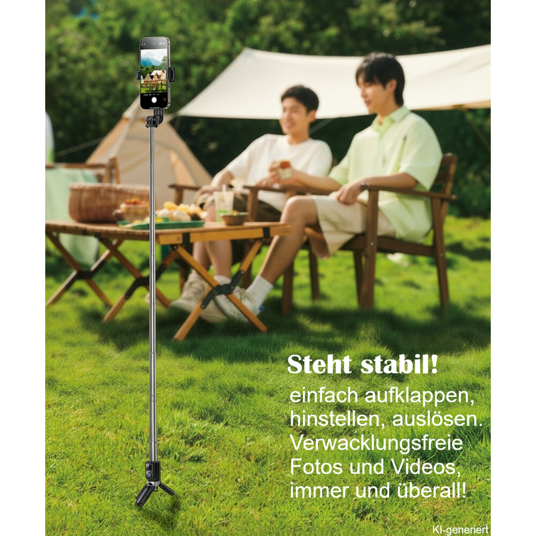Selfie Stick mit Stativ &amp; Bluetooth Fernauslöser | 74 cm Auszug, 10 m Reichweit
