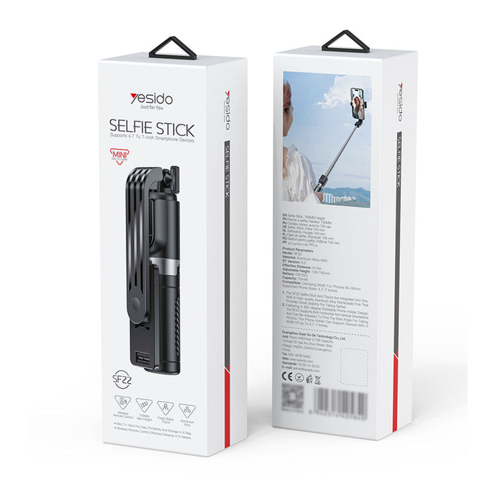 Selfie Stick mit Stativ &amp; Bluetooth Fernauslöser | 74 cm Auszug, 10 m Reichweit