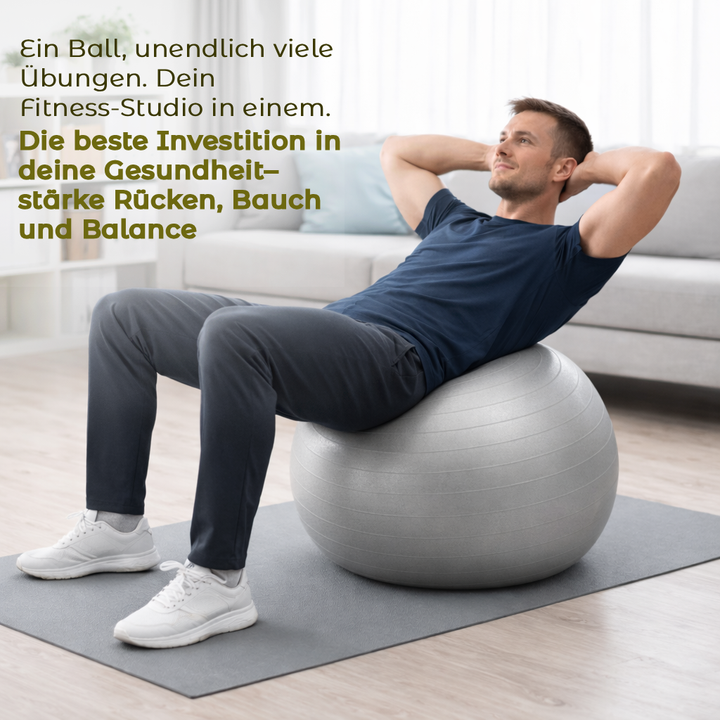 Gymnastikball Fitnessball – 120 kg Belastbarkeit, inkl. Fußpumpe